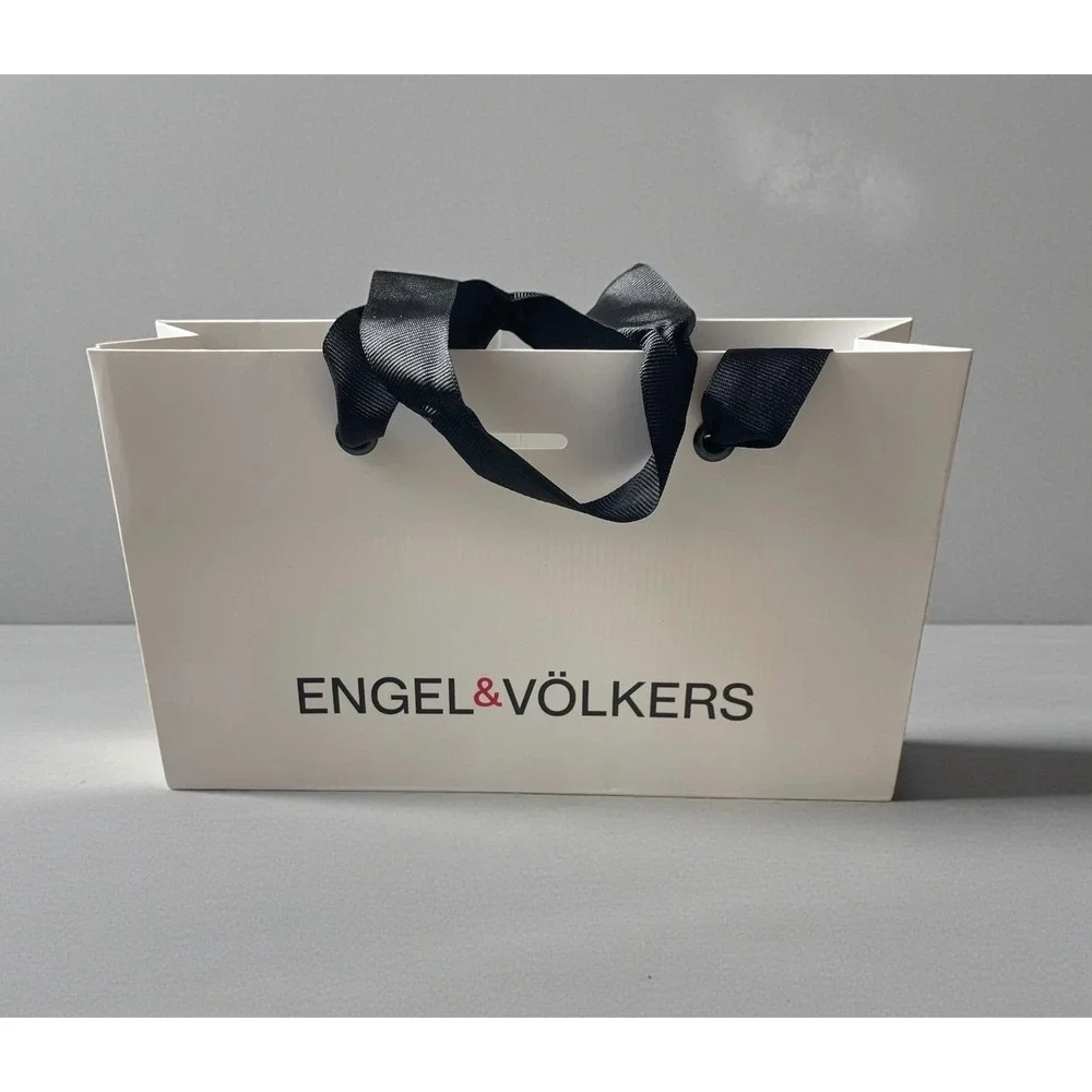 Engel and Volkers‎ White Paper Small Gift Bag Black Ribbon Handles Pk of 19